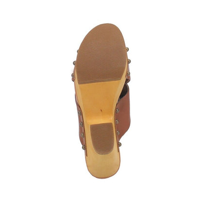 Dingo Driftwood Di849 Women’s Leather Slip-On Clogs-Tan
