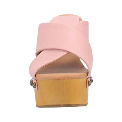 Dingo Driftwood Di849-PIN Women’s Leather Slip-On Clogs-Pink
