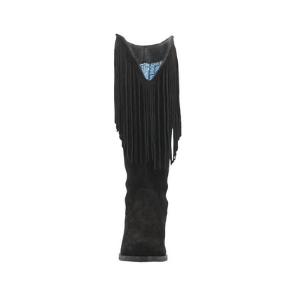 Dingo Hassie Di935-BLA Women’s Fringe Pull-On Western Boots - Black