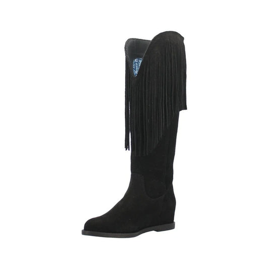 Dingo Hassie Di935-BLA Women’s Fringe Pull-On Western Boots - Black