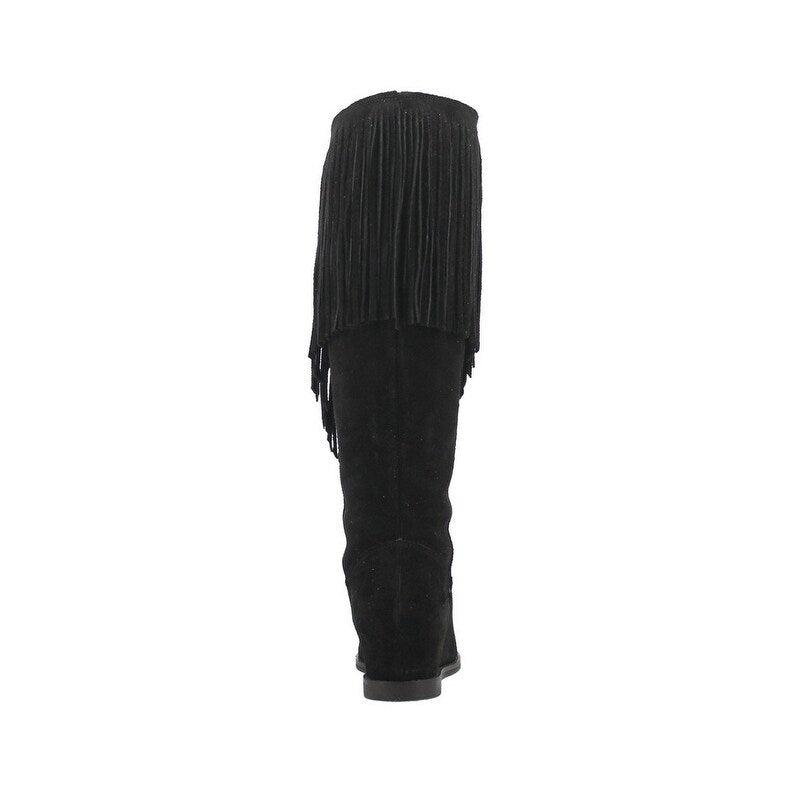 Dingo Hassie Di935-BLA Women’s Fringe Pull-On Western Boots - Black