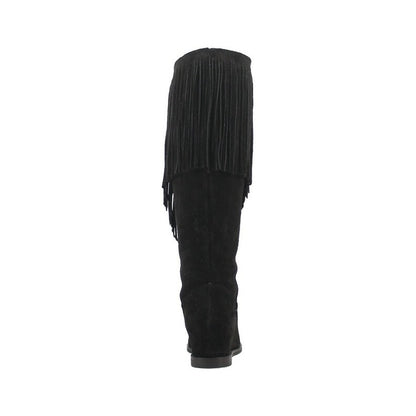 Dingo Hassie Di935-BLA Women’s Fringe Pull-On Western Boots - Black