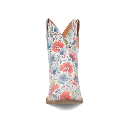 Dingo Pixie Rose Di178-WHI Women’s Floral Embroidered Ankle Cowboy Boots - White