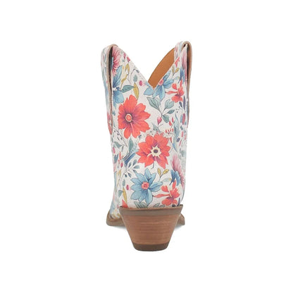 Dingo Pixie Rose Di178-WHI Women’s Floral Embroidered Ankle Cowboy Boots - White