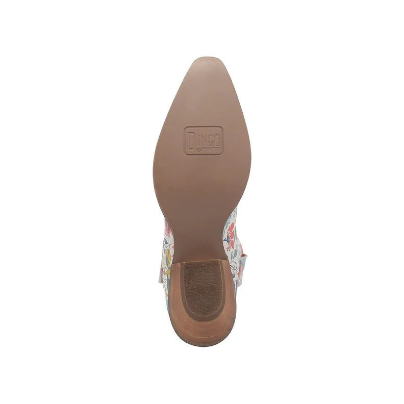 Dingo Pixie Rose Di178-WHI Women’s Floral Embroidered Ankle Cowboy Boots - White