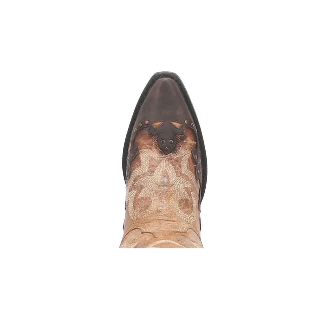 Dan Post Women’s MFDP4203 Joni Tan with Chocolate Overlay Snip Toe Cowgirl Boots
