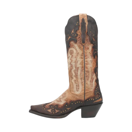 Dan Post Women’s MFDP4203 Joni Tan with Chocolate Overlay Snip Toe Cowgirl Boots