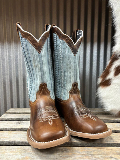 Laredo Women’s Blue Moon L5630 Square Toe Cowgirl Boot – Tan & Blue Denim