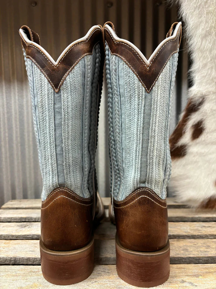 Laredo Women’s Blue Moon L5630 Square Toe Cowgirl Boot – Tan & Blue Denim