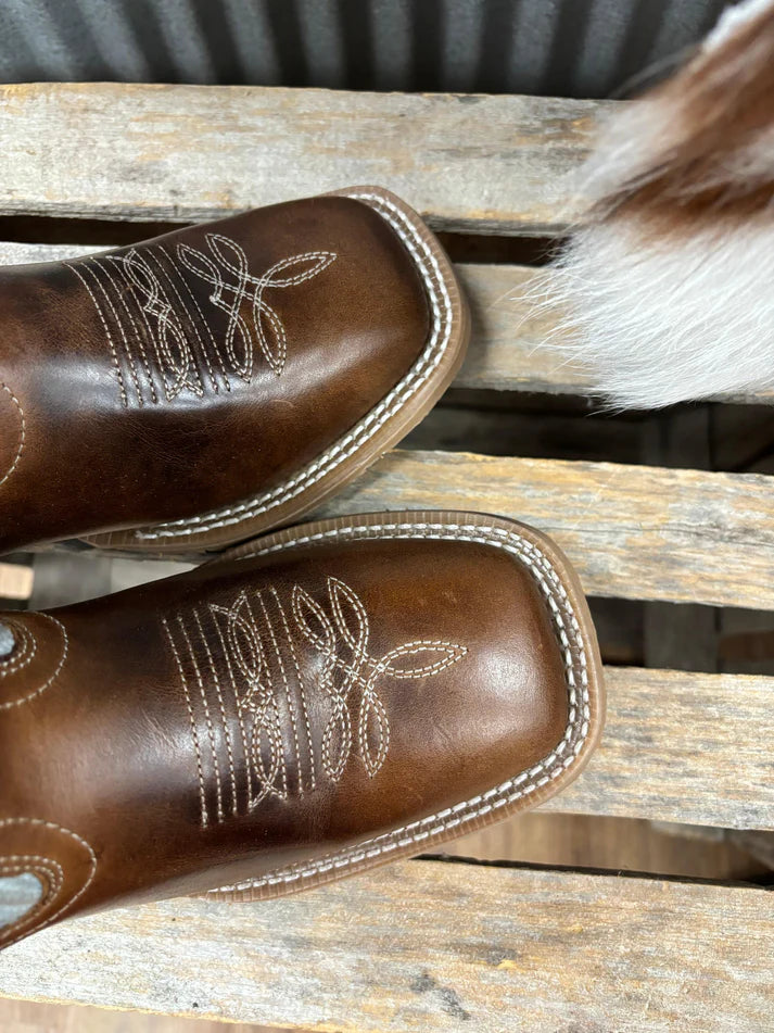 Laredo Women’s Blue Moon L5630 Square Toe Cowgirl Boot – Tan & Blue Denim