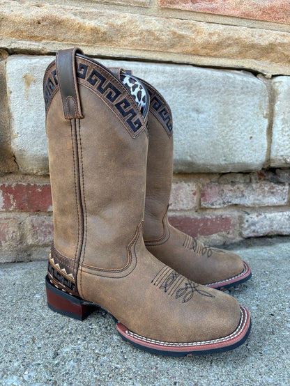 Laredo Women's Atzi L5683 Tan Brown Embroidered Western Boots – Square Toe