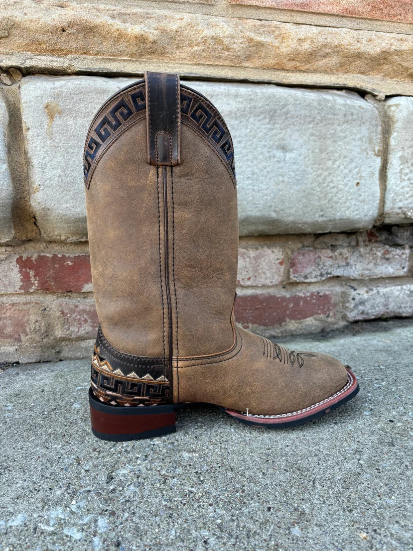 Laredo Women's Atzi L5683 Tan Brown Embroidered Western Boots – Square Toe