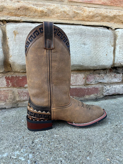 Laredo Women's Atzi L5683 Tan Brown Embroidered Western Boots – Square Toe