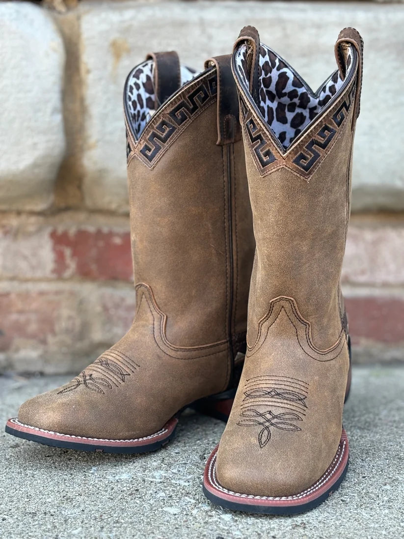 Laredo Women's Atzi L5683 Tan Brown Embroidered Western Boots – Square Toe