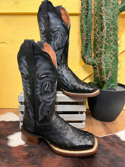 Dan Post Women’s DP3009 Kylo Full Quill Ostrich Square Toe Cowgirl Boots Black