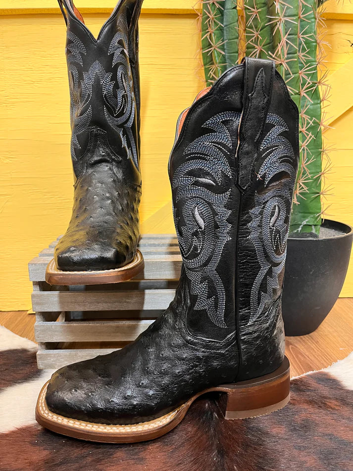 Dan Post Women’s DP3009 Kylo Full Quill Ostrich Square Toe Cowgirl Boots Black