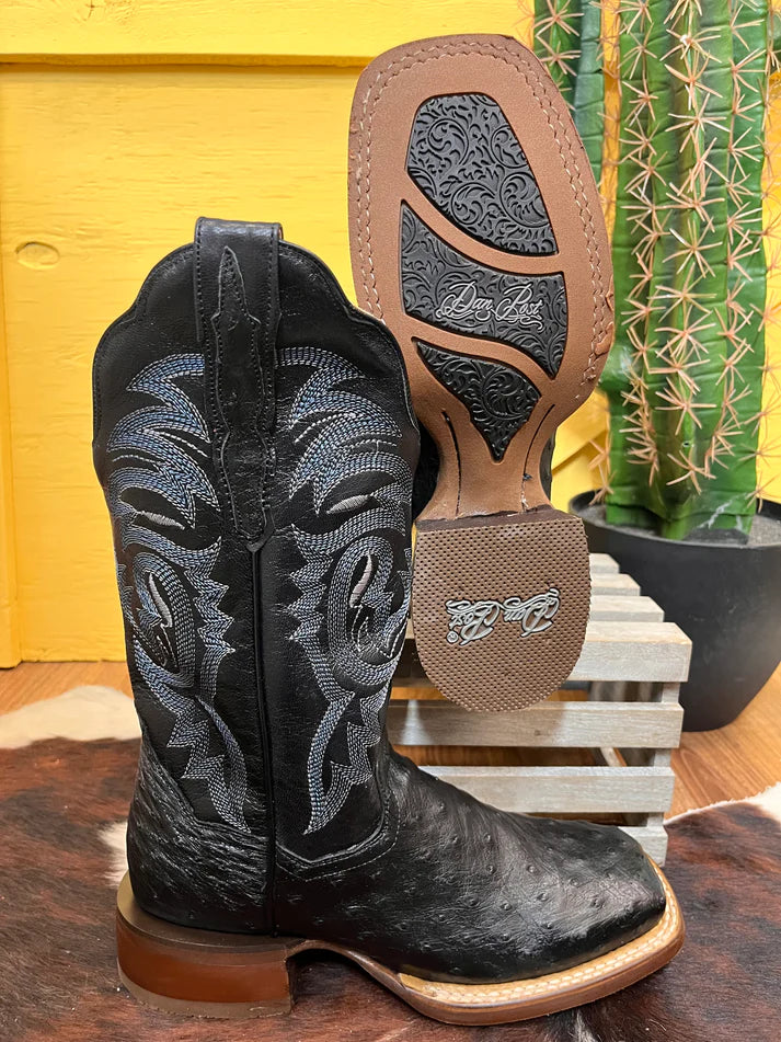 Dan Post Women’s DP3009 Kylo Full Quill Ostrich Square Toe Cowgirl Boots Black
