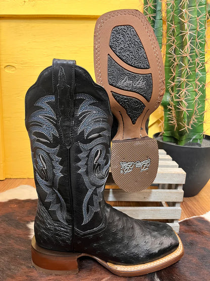 Dan Post Women’s DP3009 Kylo Full Quill Ostrich Square Toe Cowgirl Boots Black