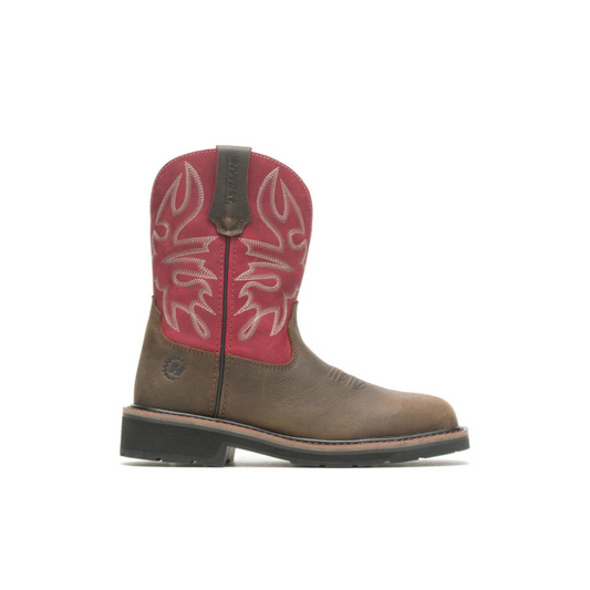 Hytest K17122 Montana Women’s Steel Toe EH Pull-On Boot, Brown/Red