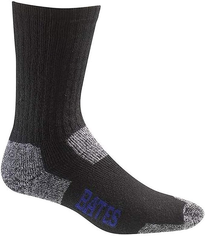 Bates Footwear Utility Crew Black 2 Pk Large Socks Made in the USA