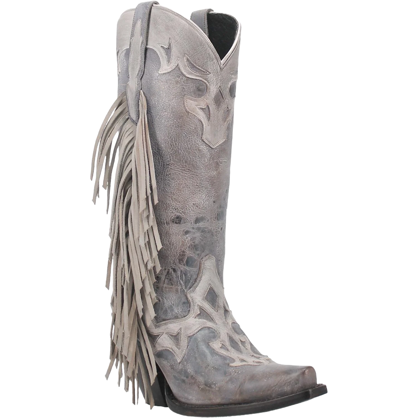 Dan Post Women’s Ameya Grey Metallic Fringe Western Boots DP4379 – 13” Cowgirl Boots