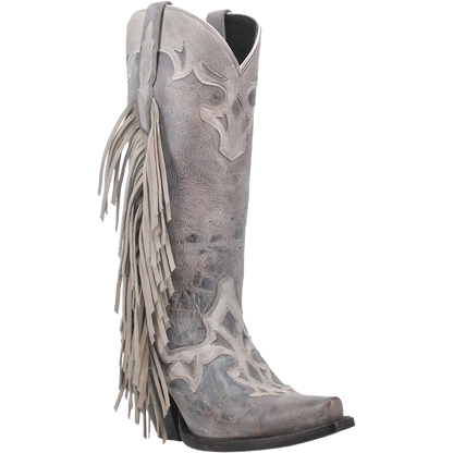 Dan Post Women’s Ameya Grey Metallic Fringe Western Boots DP4379 – 13” Cowgirl Boots