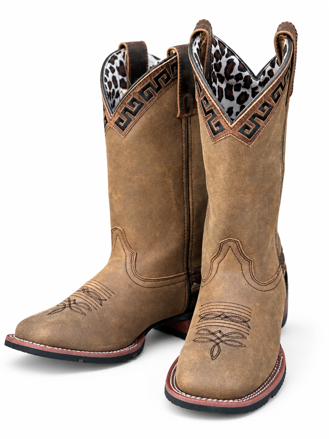 Laredo Women's Atzi L5683 Tan Brown Embroidered Western Boots – Square Toe