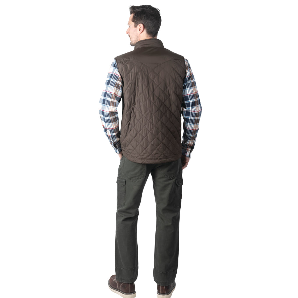 Walls YE29DA Men's Ranch Ruidosa Quilted Vest, Dark Walnut, Regular XL