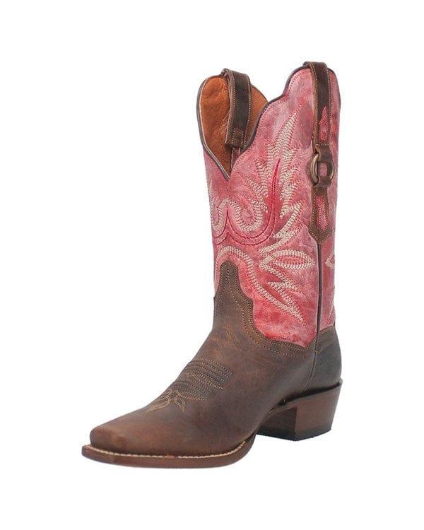 Dan Post DP4105 Women's Rust White & Pink Inlays Western Boots