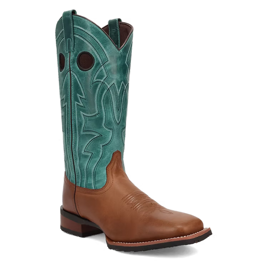 Laredo Clarkston L8015 Men’s Western Boots – Tan & Blue Leather Pull Holes
