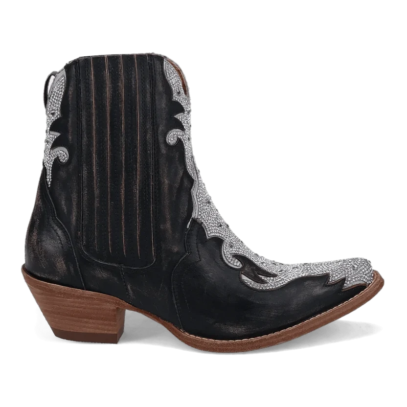 Dan Post DP5125 Women's Black Crystal Leather Bootie Western Boots
