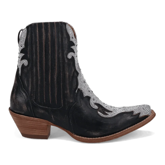 Dan Post DP5125 Women's Black Crystal Leather Bootie Western Boots