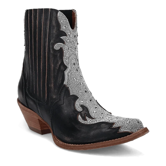 Dan Post DP5125 Women's Black Crystal Leather Bootie Western Boots