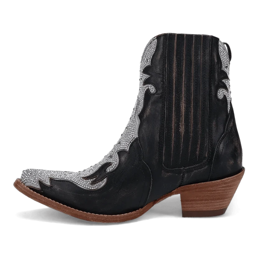 Dan Post DP5125 Women's Black Crystal Leather Bootie Western Boots