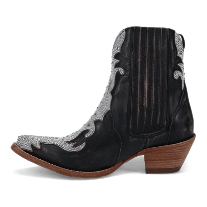 Dan Post DP5125 Women's Black Crystal Leather Bootie Western Boots