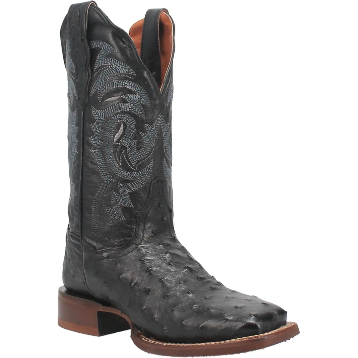 Dan Post Women’s DP3009 Kylo Full Quill Ostrich Square Toe Cowgirl Boots Black