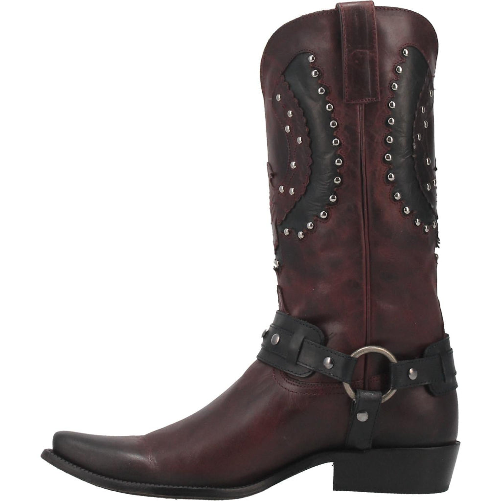 Dingo Mens War Eagle Studded Square Toe Burgundy Boots