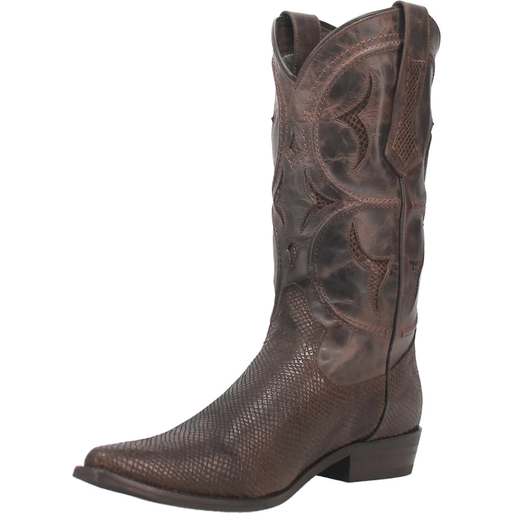 Dingo Mens Dodge City Cowboy Brown Leather Snip Toe Boot