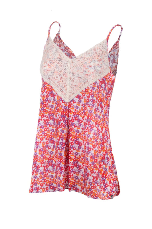 Noble Outfitters 20002-452 Womens Red Floral Peyton Tank Shirt
