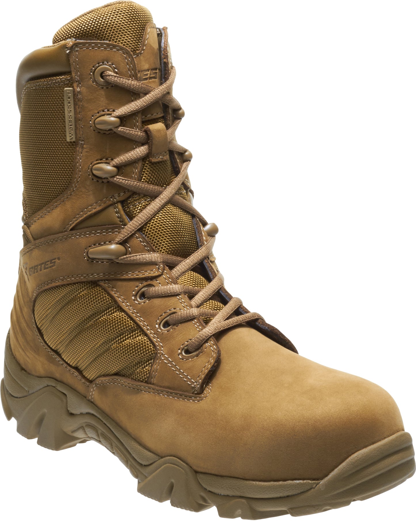 Bates Men's GX-8 Waterproof Composite Toe Side Zip Military and Tactical Boot, Coyote