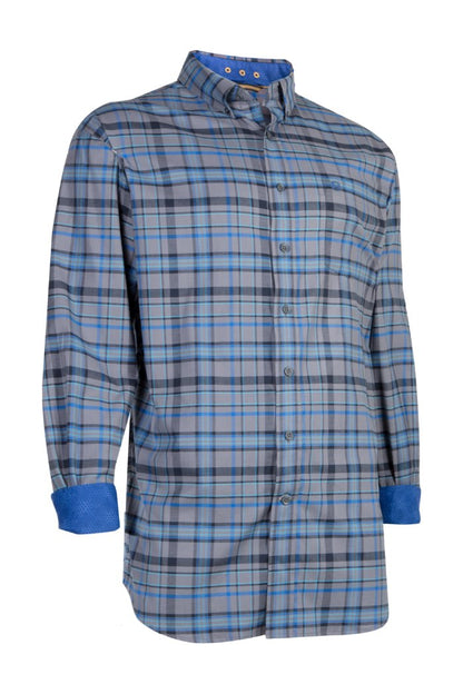 Noble Outfitters 11002-875 Mens Grey/Blue Plaid Generations Long Sleeve Shirt