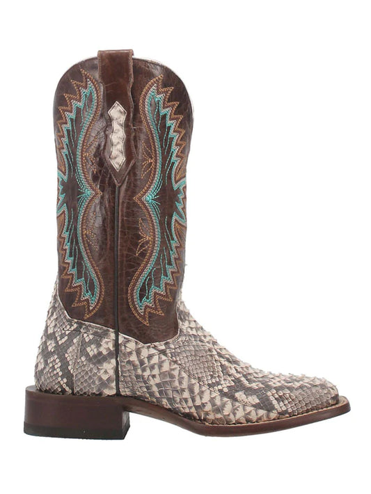 Dan Post Women’s DP4168 Rynna Natural Python Square Toe Cowgirl Boots Brow