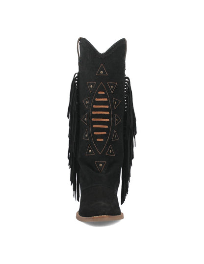 Dingo Spirit Trail Di199-BLA Women’s Black Suede Western Boots - Black