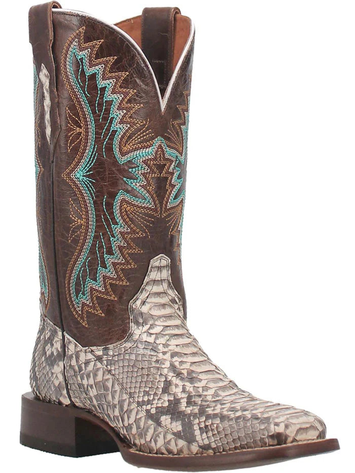 Dan Post Women’s DP4168 Rynna Natural Python Square Toe Cowgirl Boots Brow