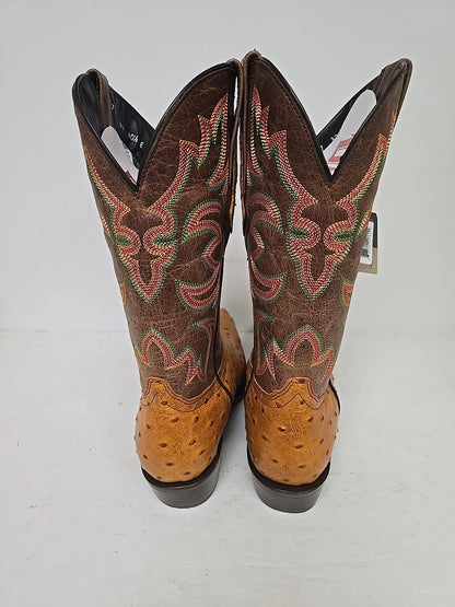 Dingo Outlaw Di115-TAN Men’s Tan Embroidered Ostrich Print Western Boots - Tan