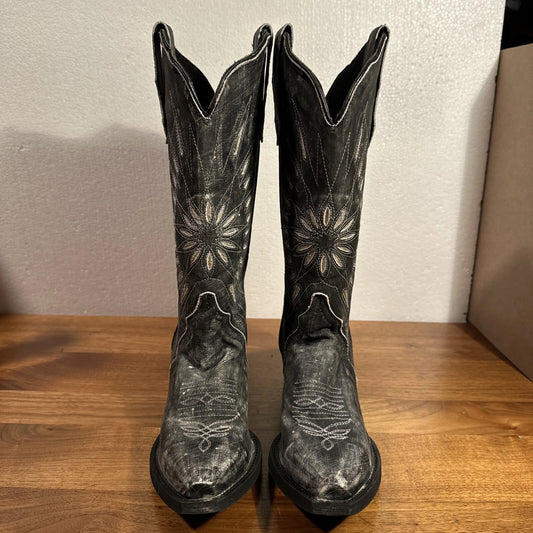 Laredo L52169  Women's Silver Starburst Leather Western Boots - Silver