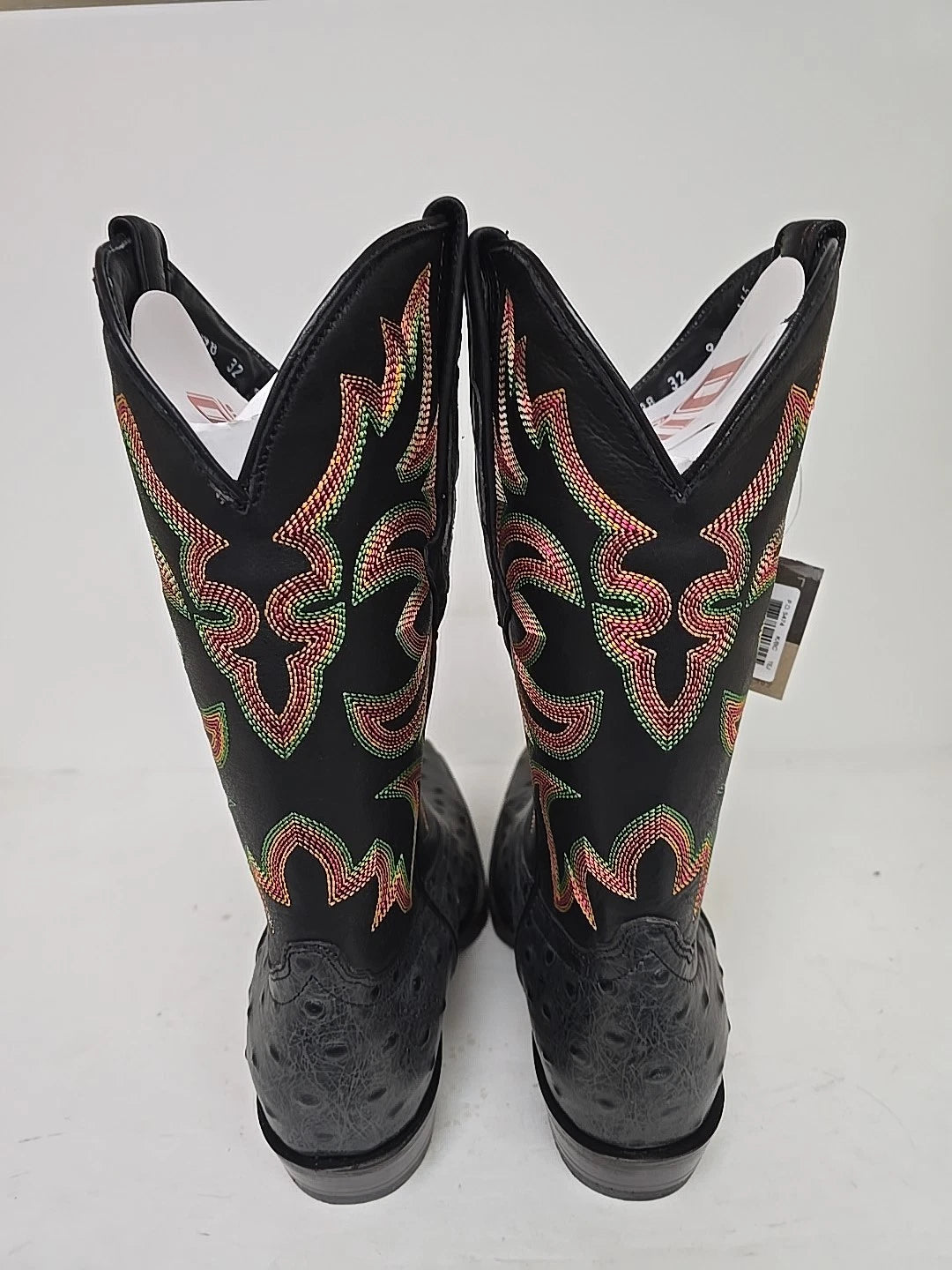 Dingo Outlaw Di115-BLA Men’s Black Embroidered Ostrich Print Western Boots - Black