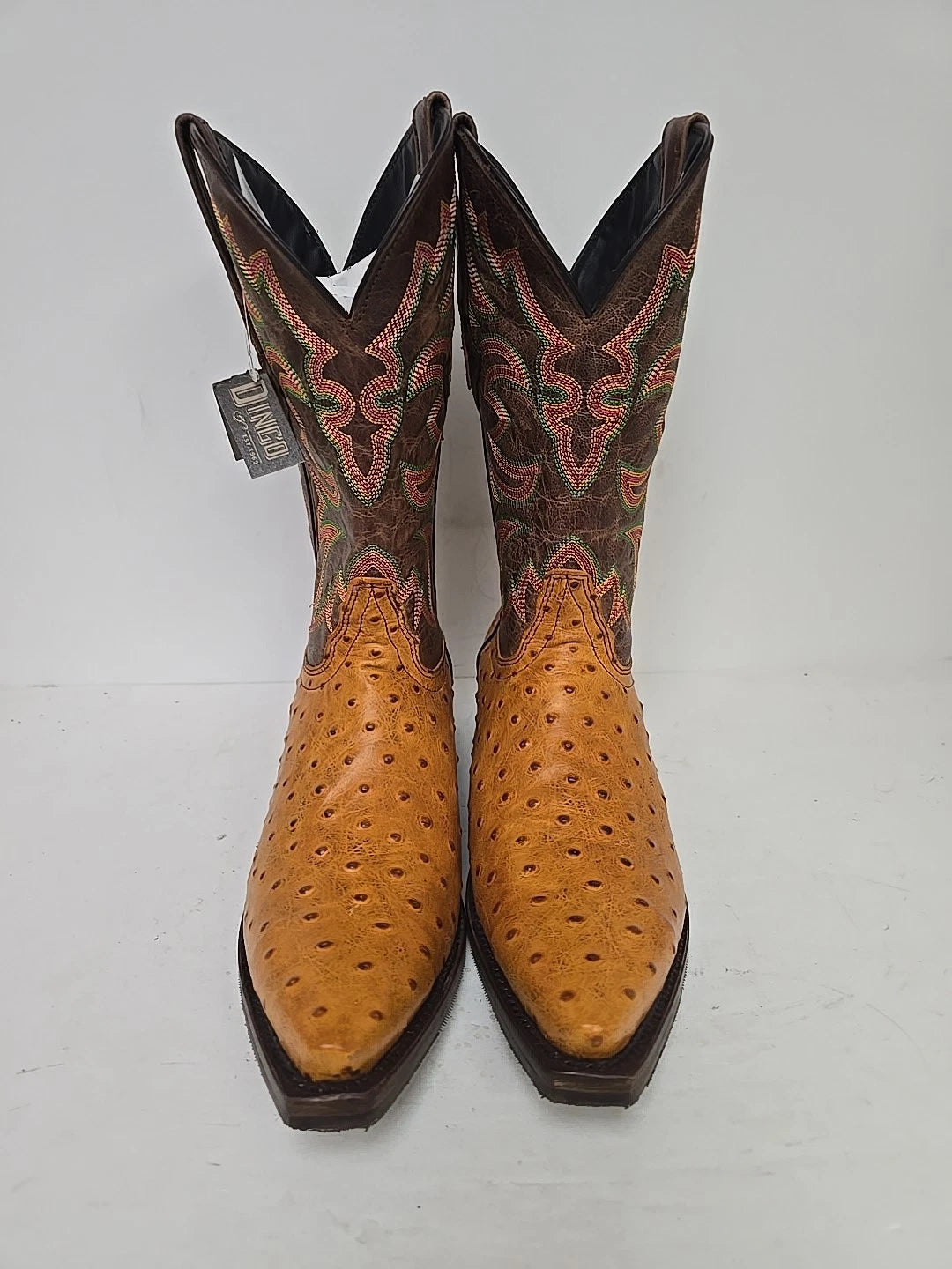 Dingo Outlaw Di115-TAN Men’s Tan Embroidered Ostrich Print Western Boots - Tan