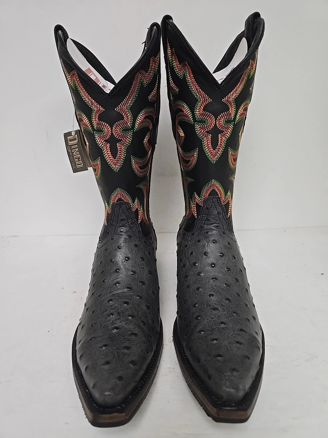 Dingo Outlaw Di115-BLA Men’s Black Embroidered Ostrich Print Western Boots - Black