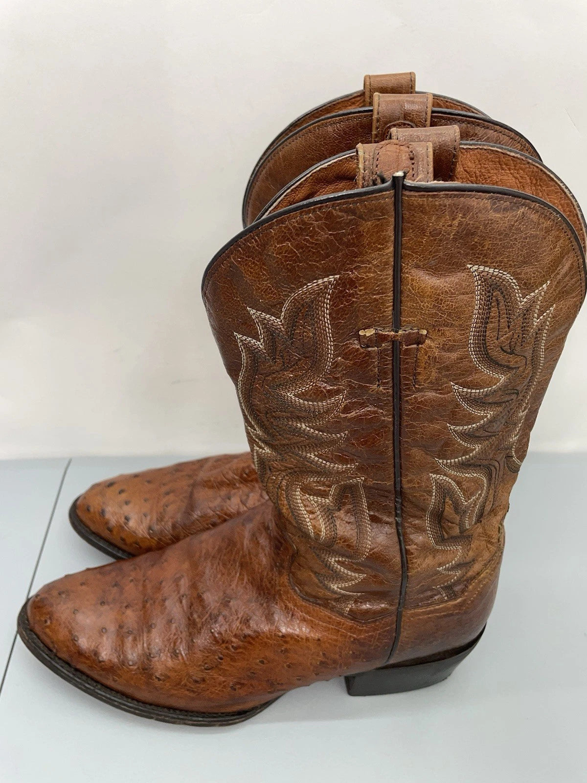 Dan Post DP5162 Men's Full Quill Ostrich Western Boots – Cognac Brown
